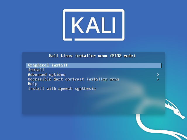 Kali Linux Installer Menu BIOS Mode