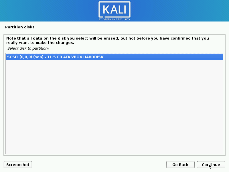 Kali Linux Installation Disk